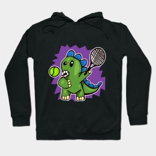 Dinosaur Playing Tennis Purple Background Hoodie